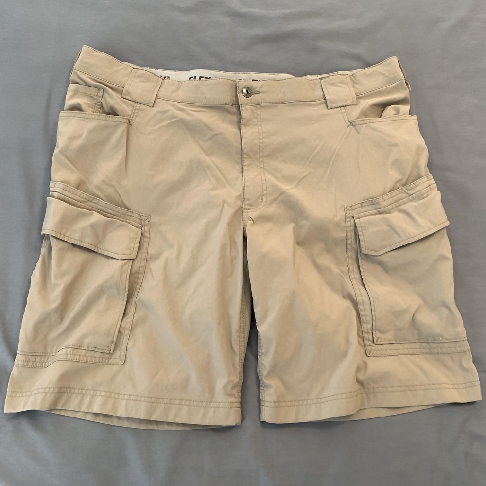 Duluth Trading Co Cargo Shorts Mens 44 Beige Nylon Flex Dry Stretch Hiking Fish